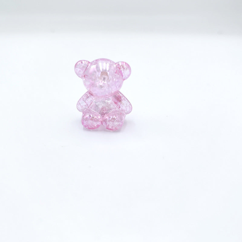 Crackle Bear Acrylic Beads 31mm Glossy Textured Pastel 5pcs 7