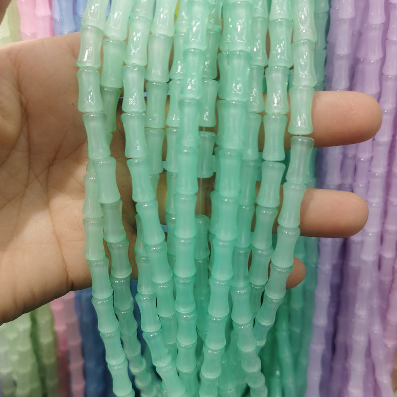 Transparent Bamboo Shape Glass Beads 6x12mm Glossy Finish 5 Strands 4