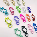 Spray Painted Bunny Head Zinc Alloy Buckle Keychain Clasps 20pcs 2