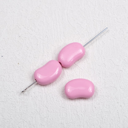 Painted Pea Acrylic Beads 15mm Glossy Jelly Bean Style 50pcs 6