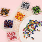 Glaze Millefiori Glass Beads 6mm Striped Colorful Glossy 10pcs 4