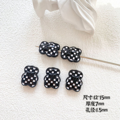 Baking Painted Black and White Metal Beads Quirky Shapes 10pcs 27