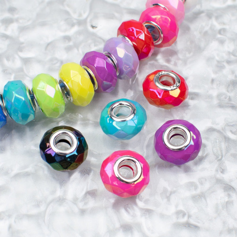 Acrylic Faceted Spacer Beads 15mm UV Plating Large Hole 20pcs 4