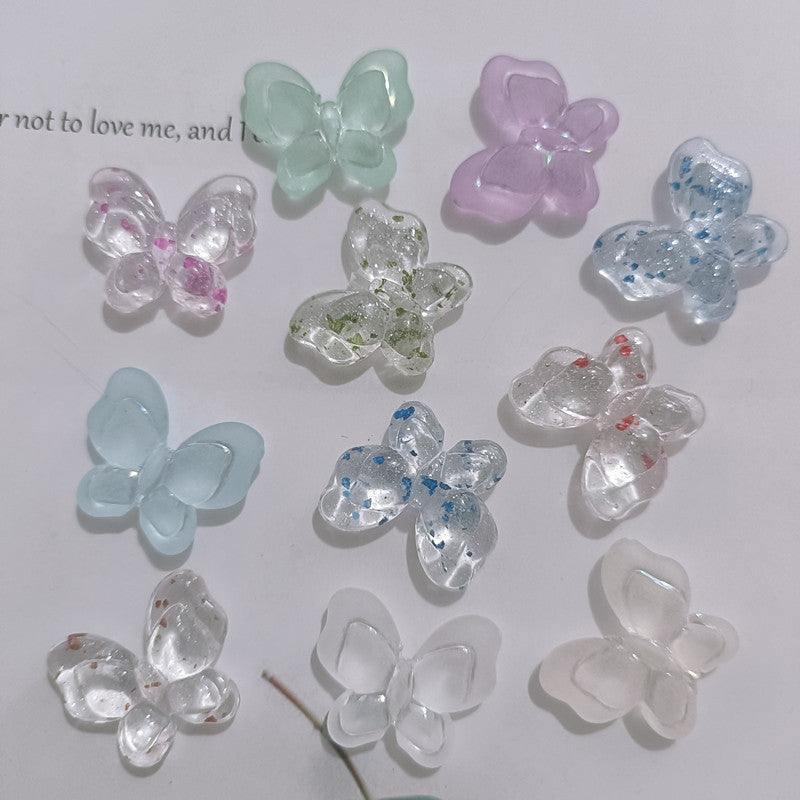 Transparent Butterfly Acrylic Beads 17mm Pastel Floral Mixed 60pcs 4