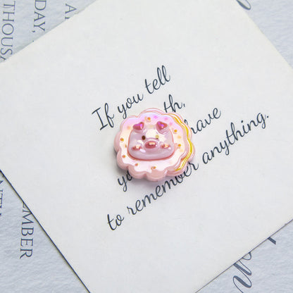 Glossy Pig Resin Beads Playful Dessert Design 10pcs 11