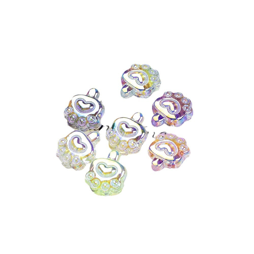 Transparent Plating Bear Paw Acrylic Beads 16mm Iridescent 20pcs 5