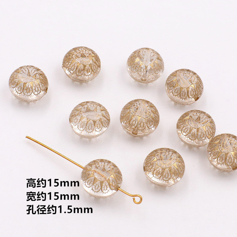 Vintage Baroque Flower Acrylic Beads Gilded Transparent 10pcs 18