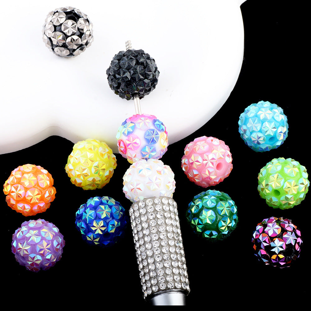 Floral Bubblegum Beads 16-20mm Frost Flower Pattern Multicolor 10pcs