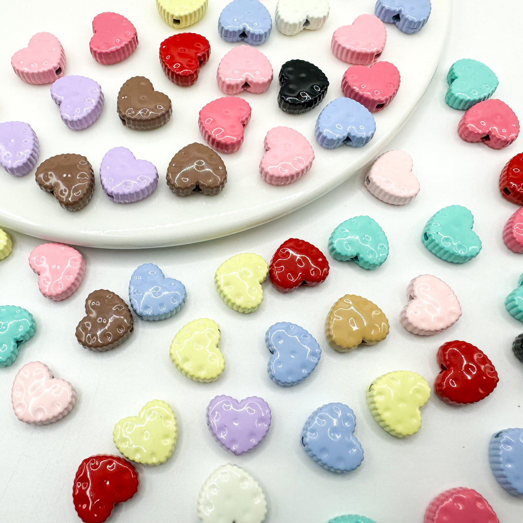 Heart Metal Beads 12mm Baking Painted Biscuit Style 20pcs 2