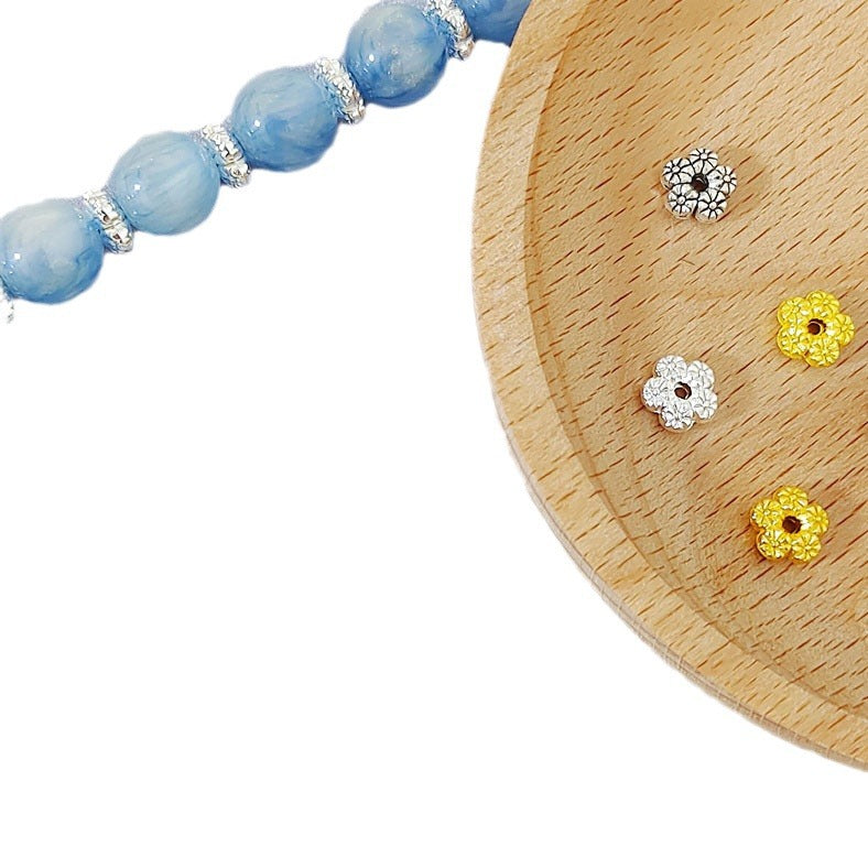 Alloy Flower Spacer Beads 7mm Matte Five Petal Tibetan Style 100pcs 5