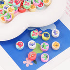 Character Flat Clay Beads 9mm Colorful Anime Designs 100pcs 4