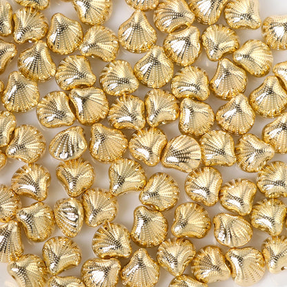 Lace Shell Acrylic Beads 12mm Gold Shimmer CCB Plastic 100pcs 6