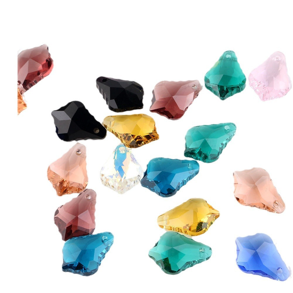 Electroplated Maple Leaf Glass Beads 11x16mm Double-Sided Single Hole 30pcs 5