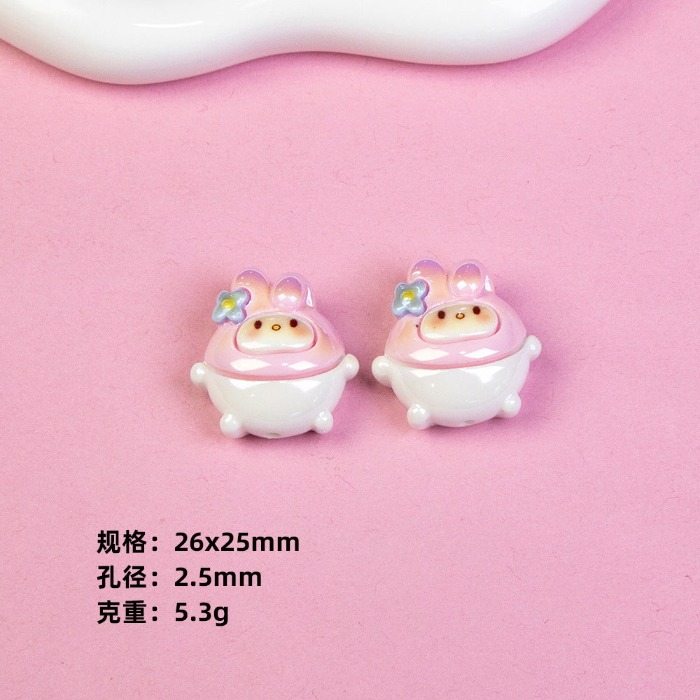 Chubby Sanrio Character Resin Beads Glossy Pastel Spheres 20pcs 8