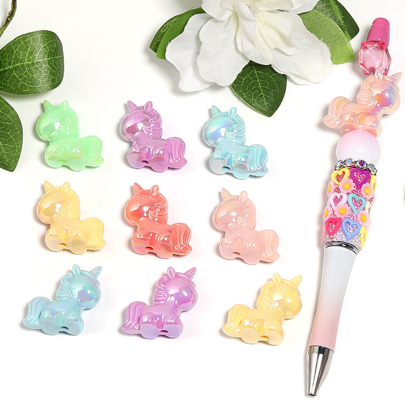 Glow In The Dark Unicorn Acrylic Beads 24-26mm Plated Pastel 25pcs 2