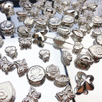 Flower Acrylic Beads Glossy Silver Tone Floral Detail CCB Plastic 100pcs 2