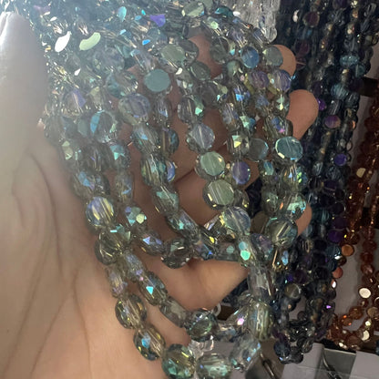 Electroplated Flat Disc Glass Beads 12 14mm Smooth Plating 30pcs 17