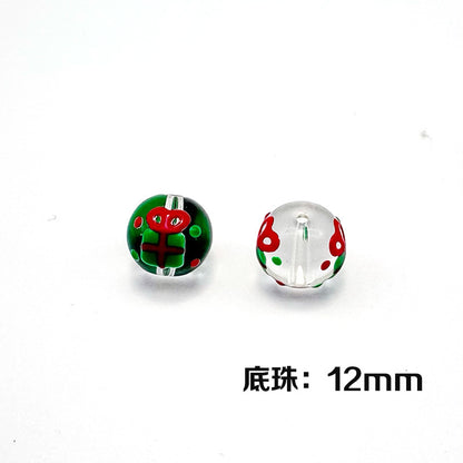 Hand Painted Christmas Enamel Glass Beads 12mm 14mm 1pc 15