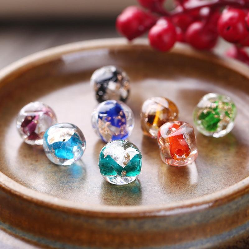 Lampwork Glass Beads Irregular Fig Shape 12mm Dyed Core Gold Foil 30pcs 2