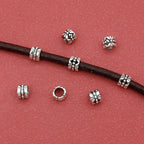Tibetan Tube Metal Beads 7mm Hollow Patterned Alloy 100pcs