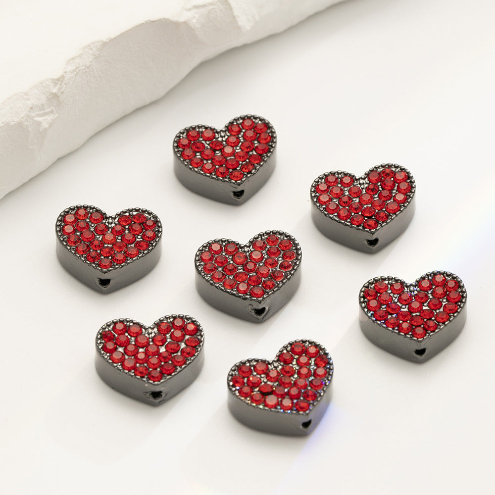 Heart Rhinestone Beads 15mm Zinc Alloy Colorful 10pcs 4