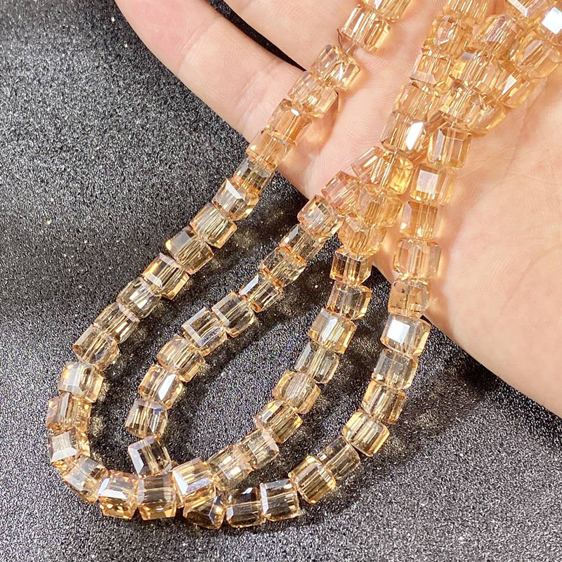 Square Transparent Glass Beads 8mm Clear Iridescent Shine 50pcs 20