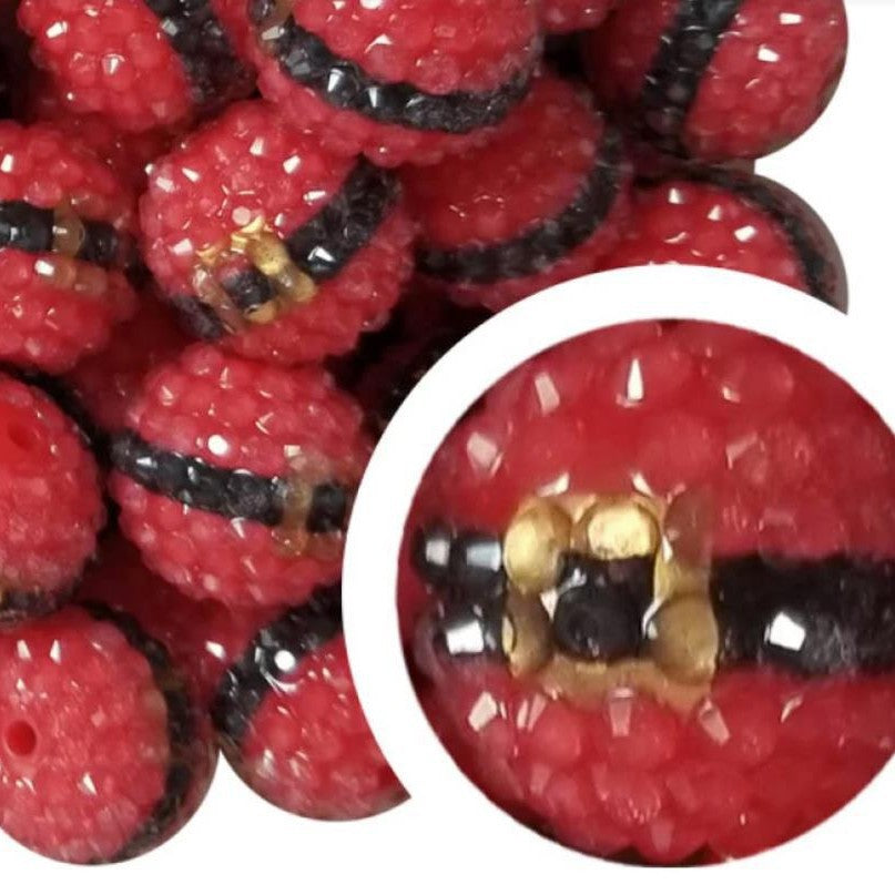 Rhinestone Bubblegum Beads 20mm Santa Claus Belt Christmas 5pcs