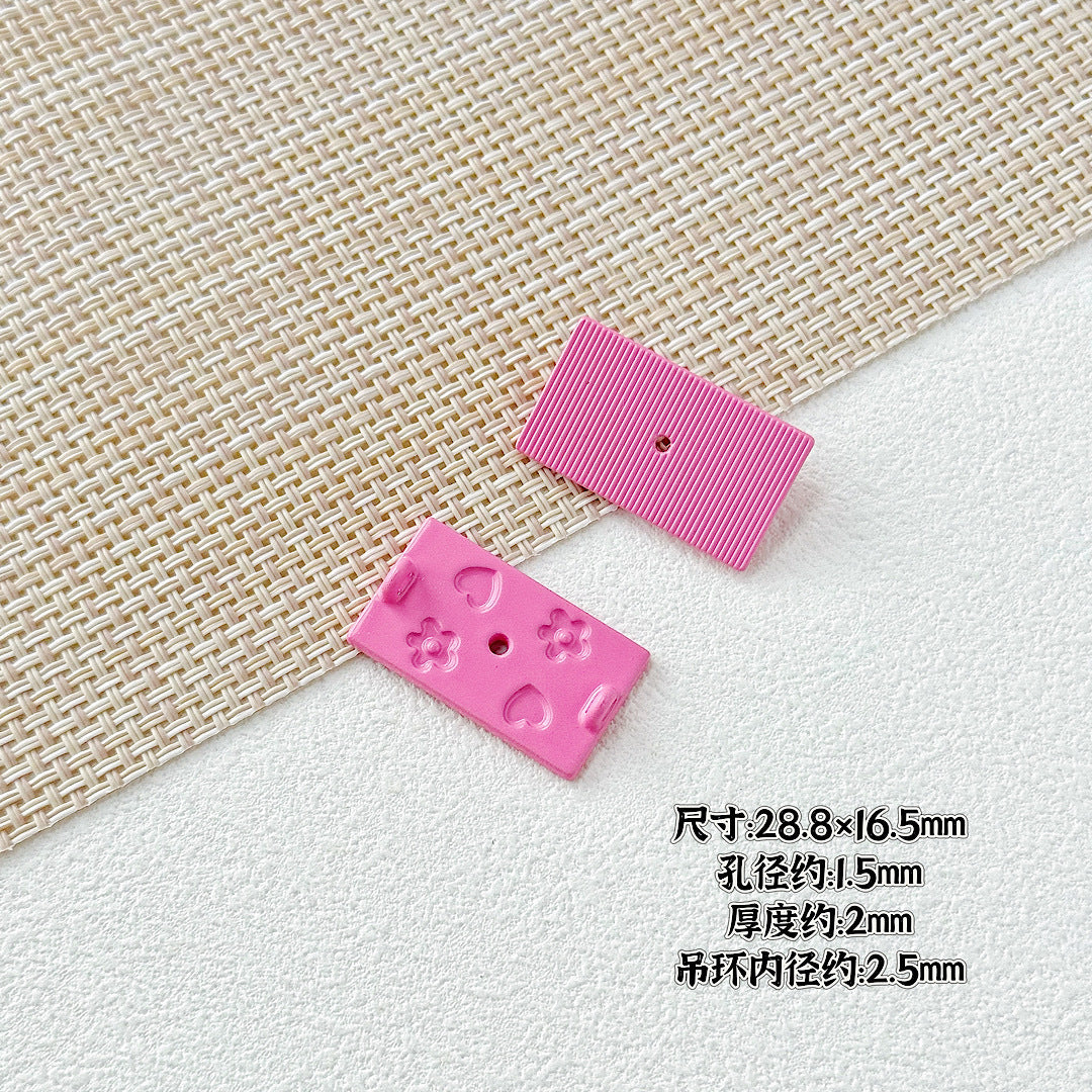 Painted Rainbow and Swing Plate Metal Beads 43mm 28mm Baking Finish 10pcs 15
