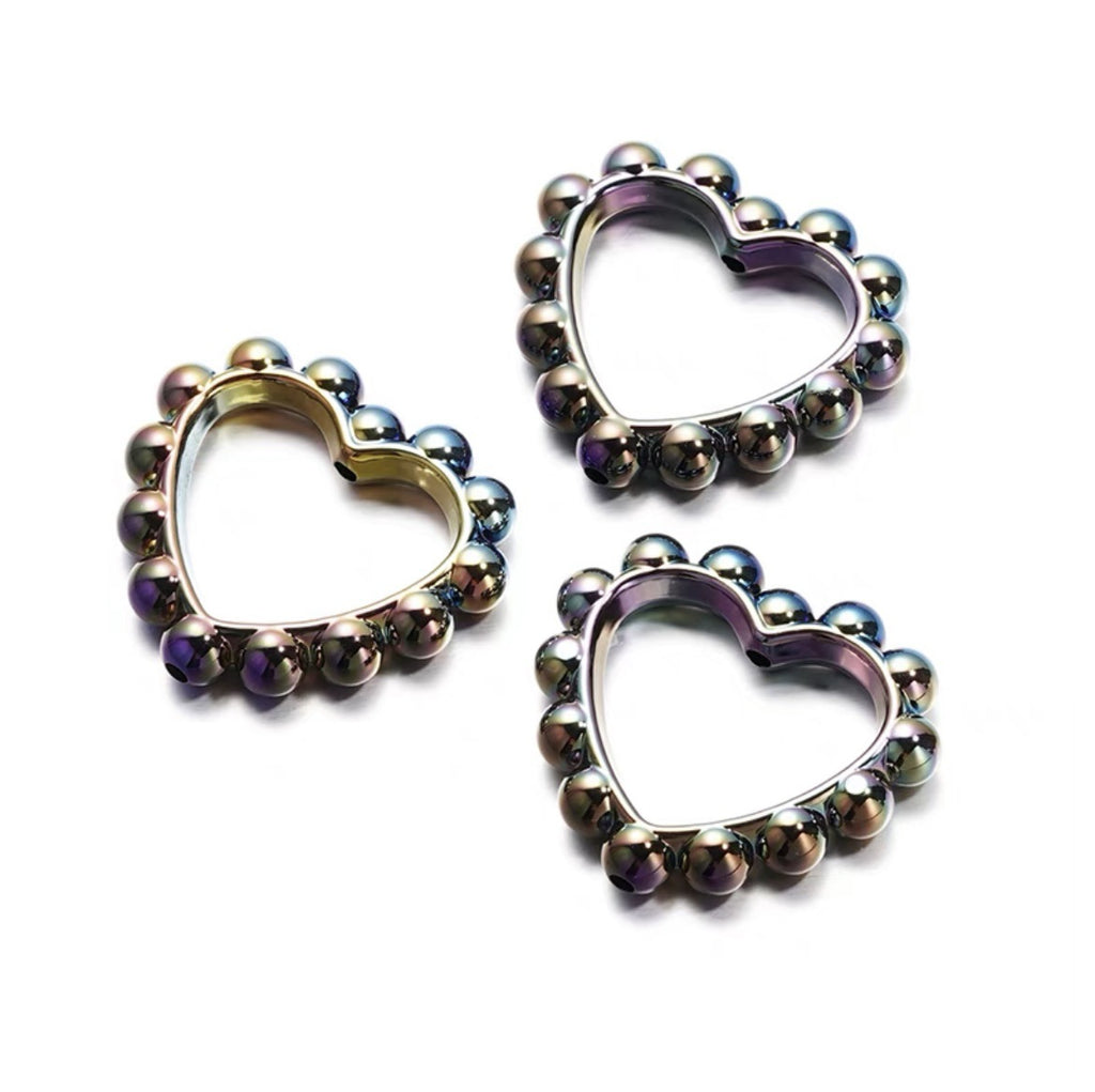 Solid Color Plated Love Circle 39X43mm Acrylic Beads 10pcs 5