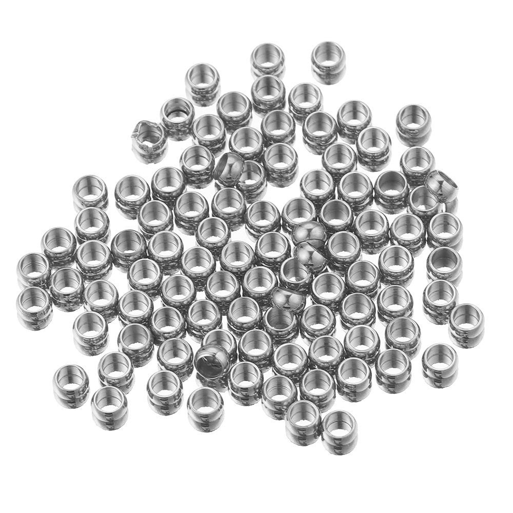 Stainless Steel Flat Crimp Metal Beads 1.5-4mm Mixed Sizes 100pcs 3
