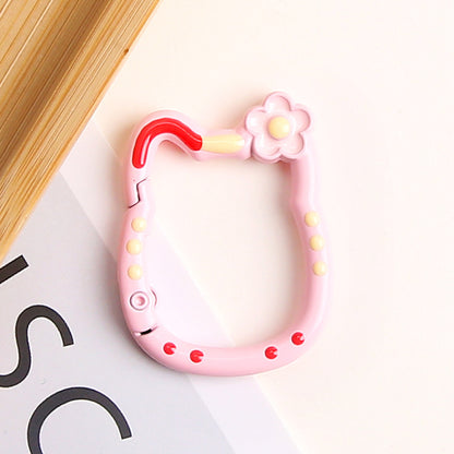 Painted Kitty Keychain Metal Zinc Alloy Floral Design 6pcs 7