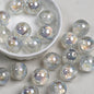 Glitter Resin Beads 16mm Round Clear Light Color 10pcs 7