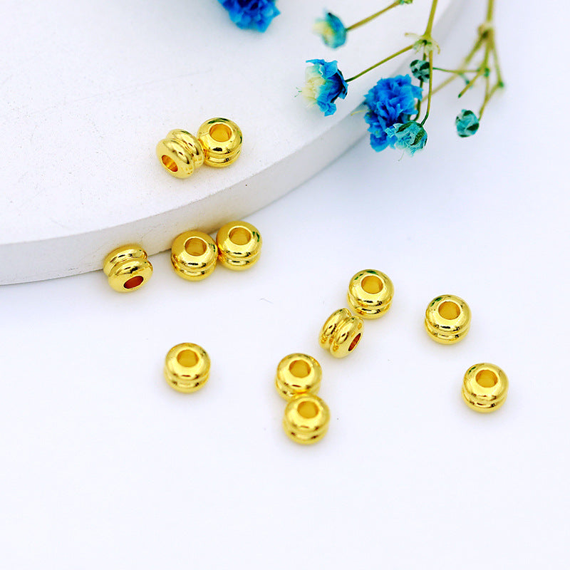 Brass Curved Spacer Beads 4mm Double-Layer Polished Gold 100pcs 4
