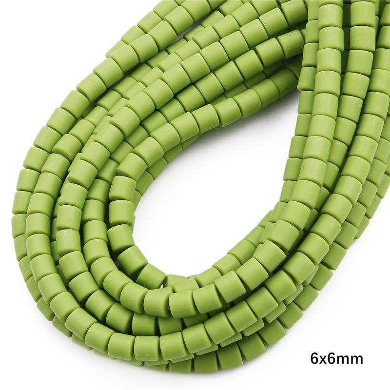 Cylindrical Clay Beads 6mm Colorful Polymer 62pcs 23
