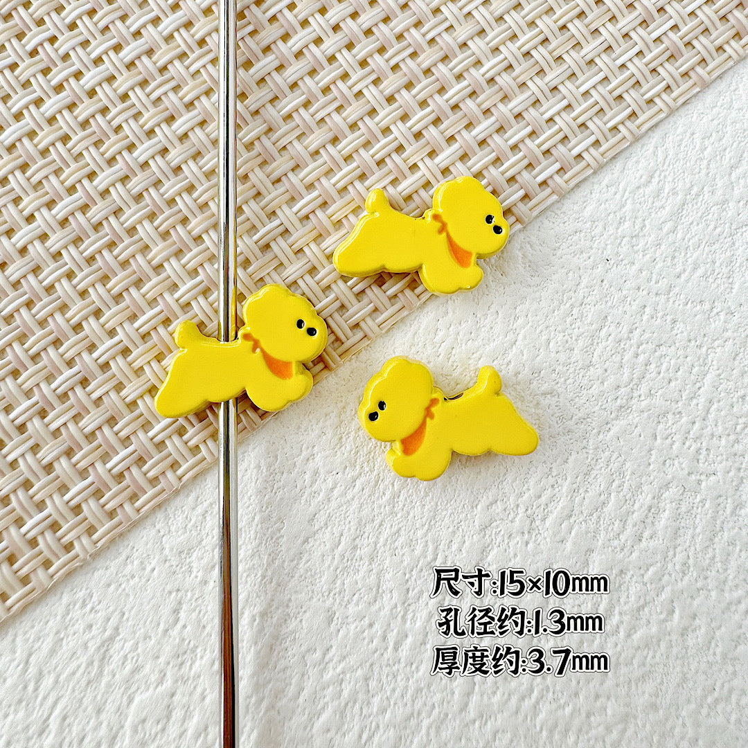 Baking Painted Bow Puppy and Dotted Kitten Metal Beads 15mm 20pcs 11