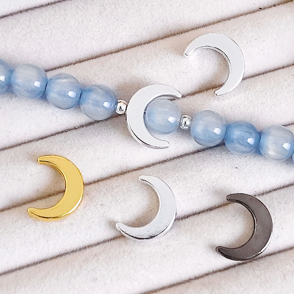 Moon Metal Beads 15mm Glossy Zinc Alloy 40pcs