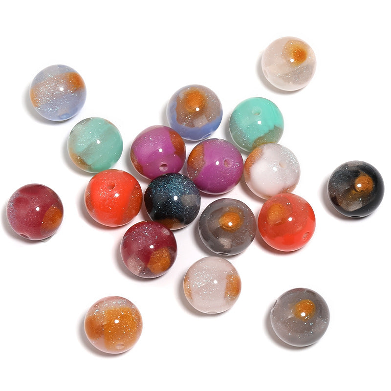 Milky Way Gradient Resin Beads 16mm Round Glitter Colors 50pcs 5