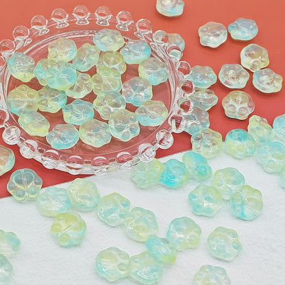 Czech Glass Beads Cat Paw 14mm Pastel Matte 25pcs 14