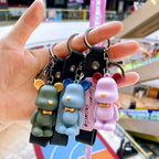 Silicone Bear Couple Keychain Nordic Style Soft Bow Tie Charm 2
