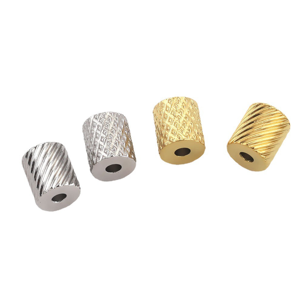 Stainless Steel Tube Metal Beads Patterned 6x7mm and 8mm 20pcs 5