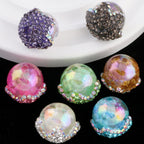 Embellished Bubblegum Beads 20mm Crown Claw Rhinestone Cloud Glossy 6pcs 4