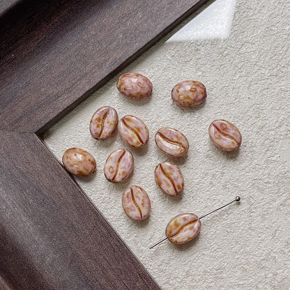 Vintage Czech Coffee Bean Lampwork Glass Beads 8x11mm 10pcs 32