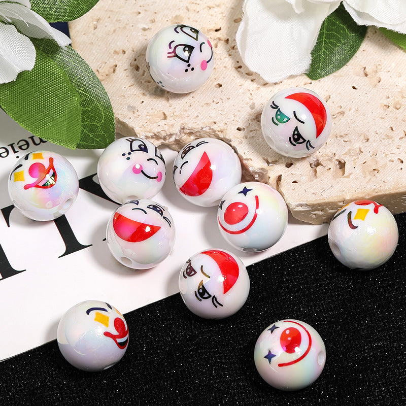 Plating Round Acrylic Beads 16mm Joker Smiley Face Glossy 50pcs 4