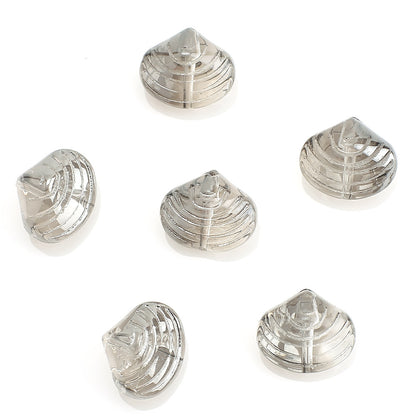 Electroplated Spiral Shell Glass Beads 14mm Iridescent Colors 30pcs 11