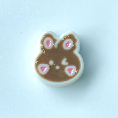 Hand-Painted Rabbit Acrylic Beads 22x24mm Glossy Pastel 100pcs 14