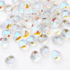 Heart Shape Glass Beads 8mm Frosted Iridescent Pastel 20pcs 6