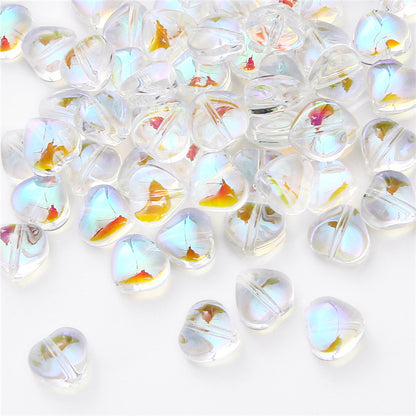 Heart Shape Glass Beads 8mm Frosted Iridescent Pastel 20pcs 6