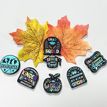 Silicone Focal Beads Graduation Season Colorful Text Design 20pcs 4