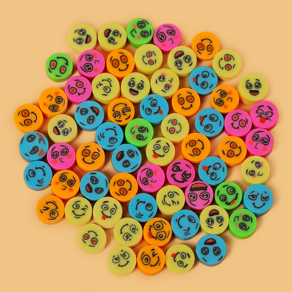 Round Clay Beads 9mm Colorful Funny Expression Polymer 100pcs 6