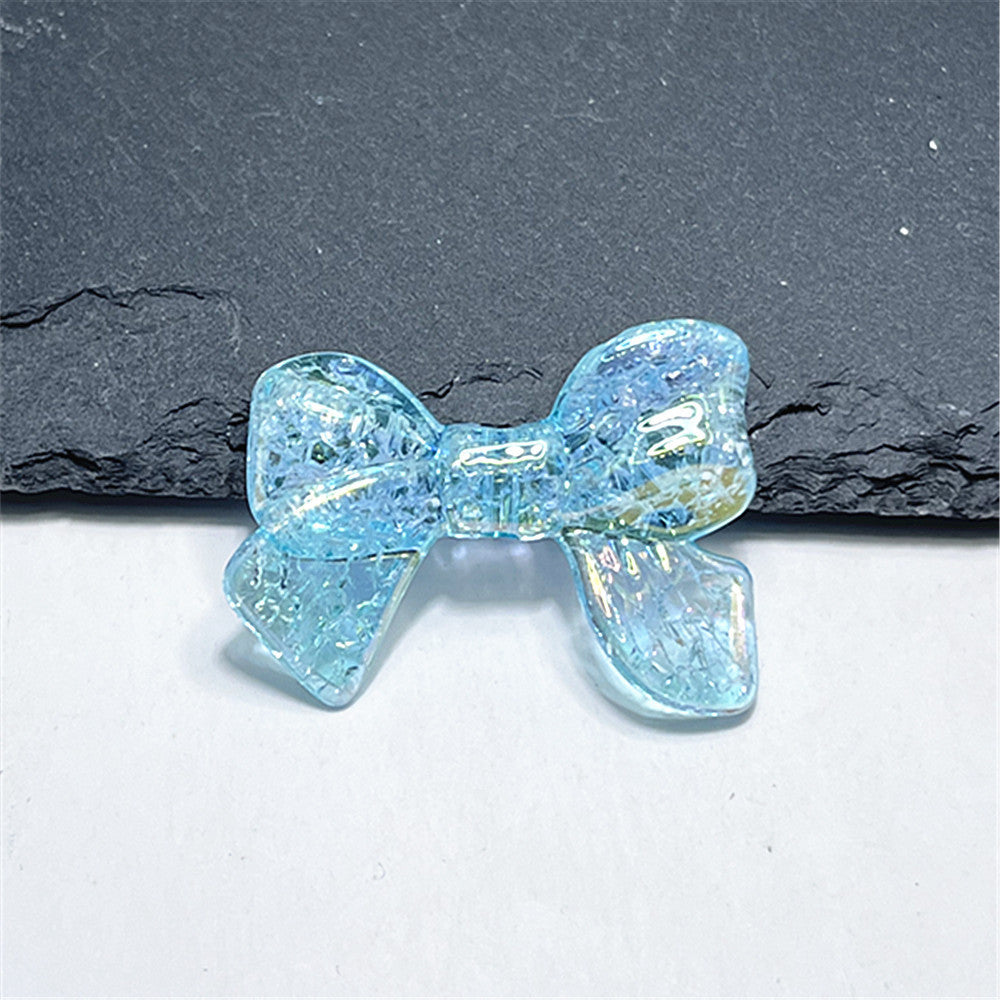 Plating Crackle Butterfly Bow Acrylic Beads 22x32mm Translucent Pastel 100pcs 7